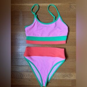 Beach Riot Bikini in Coral Beach Colorblock